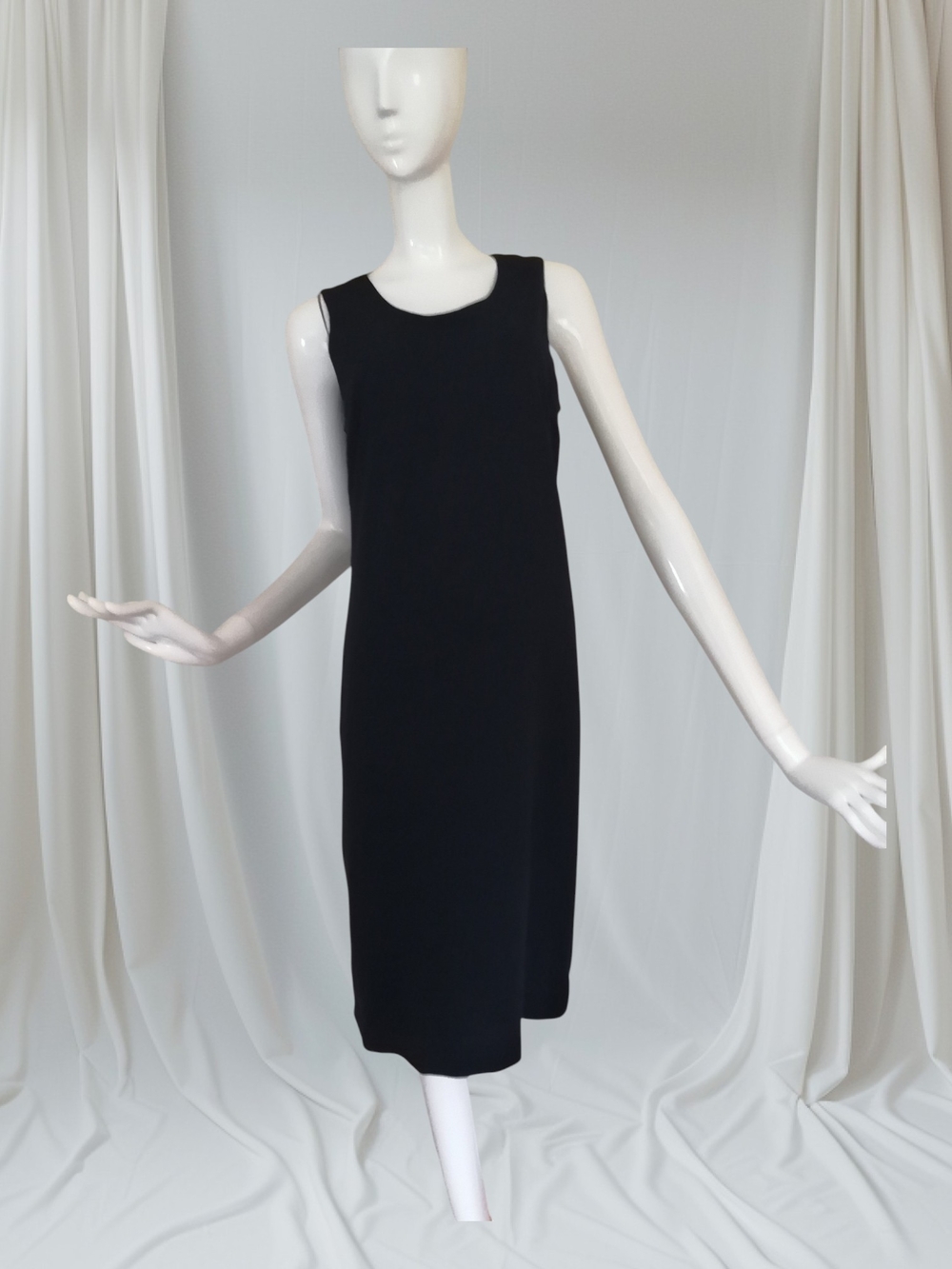 RODIER Black Sleeveless Midi Shift Dress